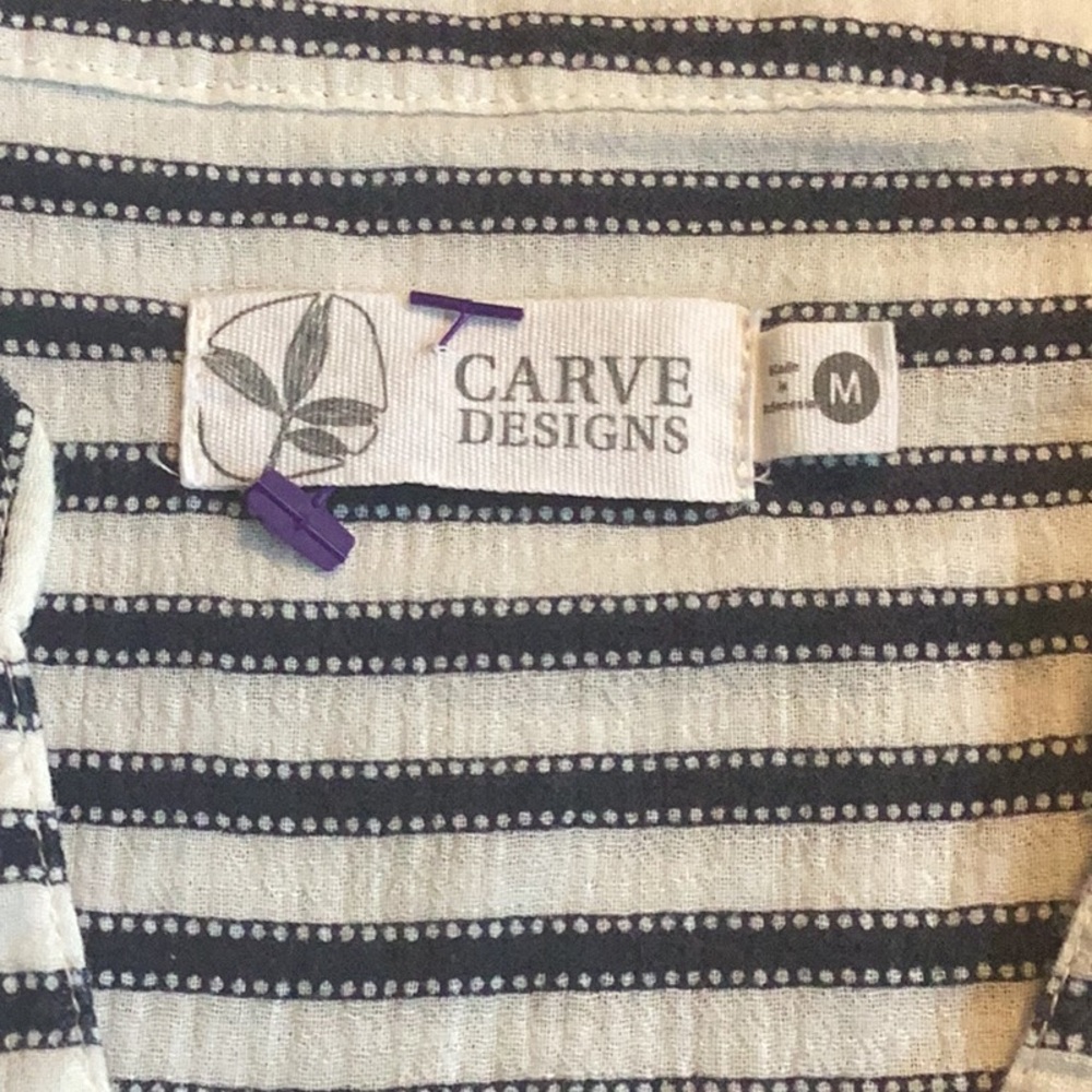 Carve Designs Dylan horizontal stripe organic cotton Gauze Shirt size medium - Picture 7 of 10